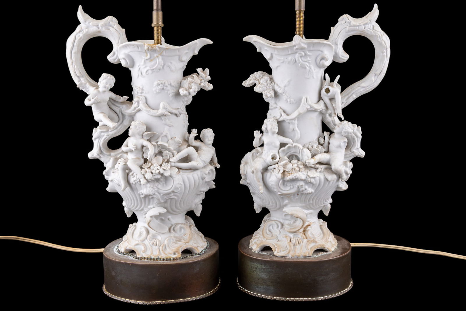 Vintage Bisque Porcelain Ewer Lamps (1 of 12)