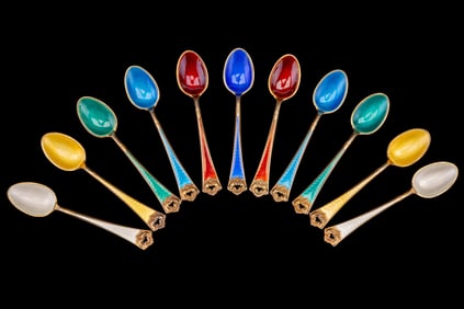Norway Sterling Guilloche Demitasse Spoons