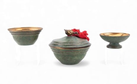 Antique Carl Sorensen Hammered Bronze Vessels