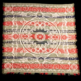 19/20th C Pennsylvania Jacquard Eagle Coverlet