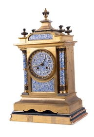 French Gilt Bronze & Porcelain Mantel Clock