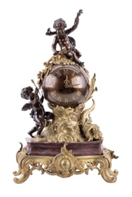 French Bronze and Ormolu Figural Clock