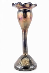 Art Nouveau Iridescent Blown Glass Bud Vase