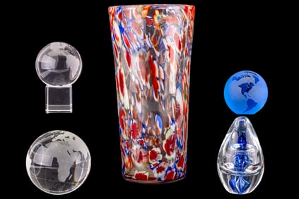 Crystal Globes, Art Glass Paperweights, Vase