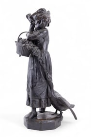 Albert Schultz Bronze Girl with Goose