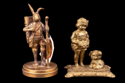 Mackenzie Childs Brass Figurine + Victorian Bronze