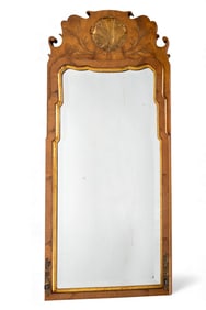 Queen Anne Hanging Mirror with Carved Shell