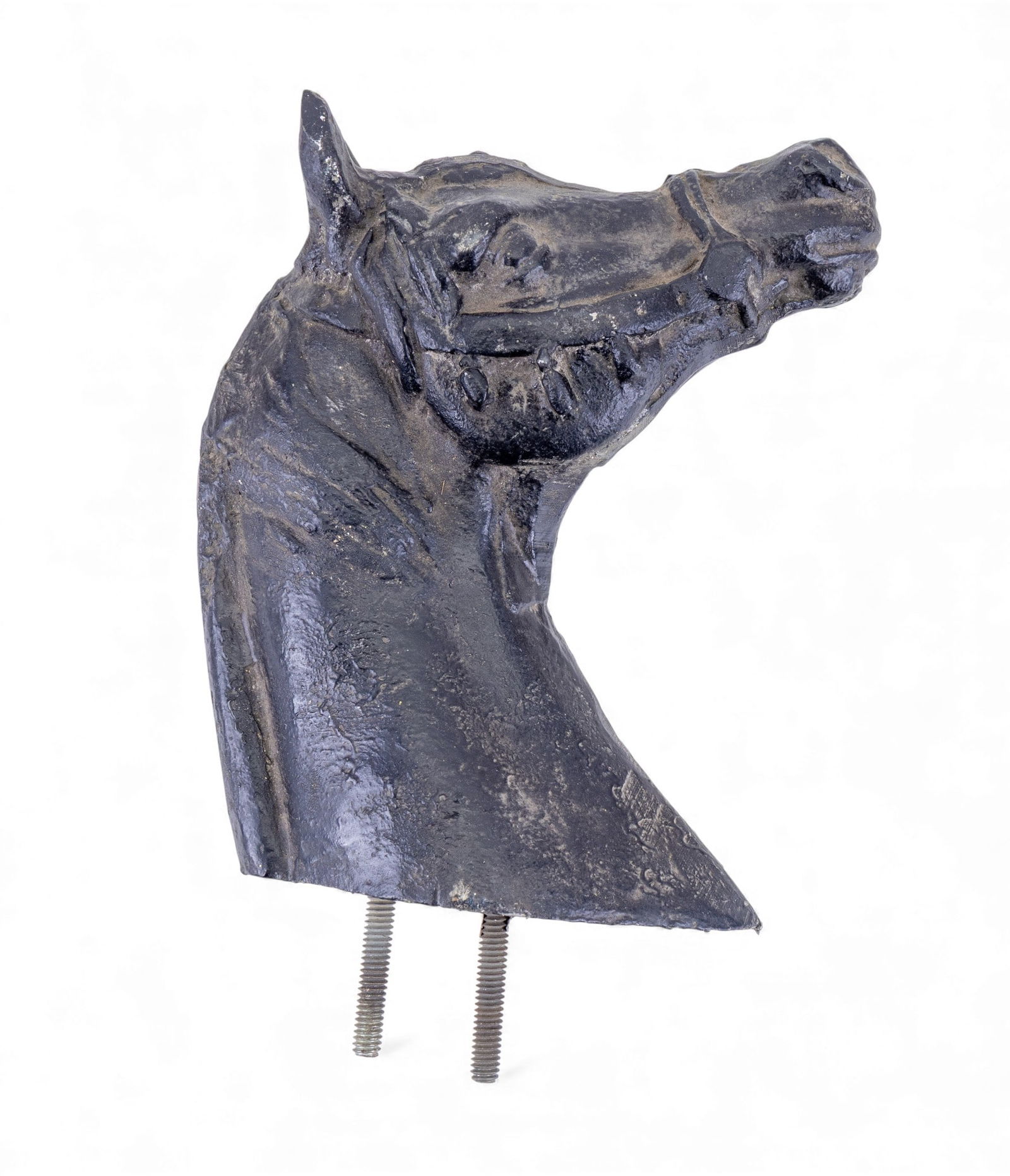 Cast Metal Sculpture of a Horses Head (1 of 5)
