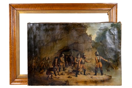 19th C Bavarian School Military Oil On Canvas