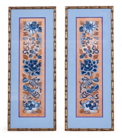 Antique Chinese Silk Embroidered Framed Sleeves