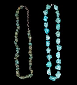 Turquoise Chunk Necklaces, Sterling Closure