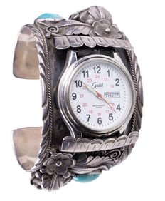 Native American Silver Cuff Wrist Watch