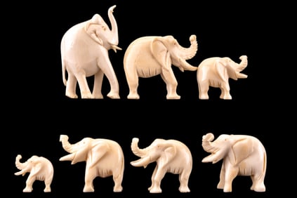 Carved Natural Material Elephant Miniatures