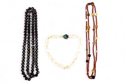 Coral, Carved Bead, MOP Necklaces (3)