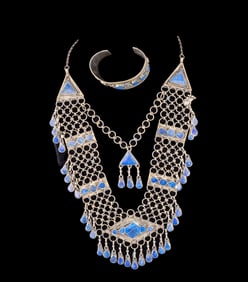 Lapis Lazuli Afghan Tribal Necklace and Cuff