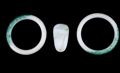 Jade Pendant and Glass Bangles