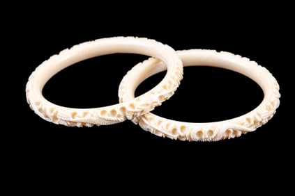 Carved and Polished Natural Material Bangles