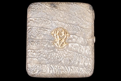 Antique Turku Finland Cigarette Case w Gold Emblem