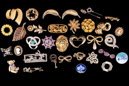 Vintage Rhinestone and Enamel Brooches