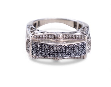 Blue Diamond and Silver Ring