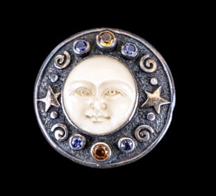Sterling Silver Moon Pendant/Brooch