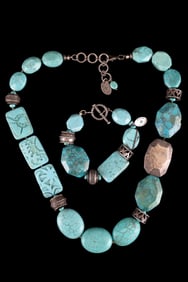 Vintage Carved Turquoise and Sterling Jewelry