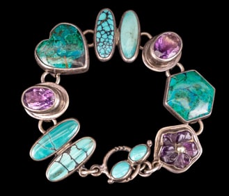 Turquoise and Amethyst Bracelet