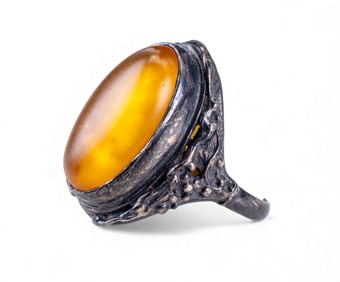 Art Deco Sterling Amber Ring