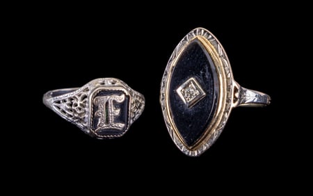 10K Gold Rings, Onyx & Diamond (2)