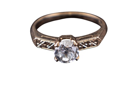 10K Yellow Gold and White Sapphire Ring