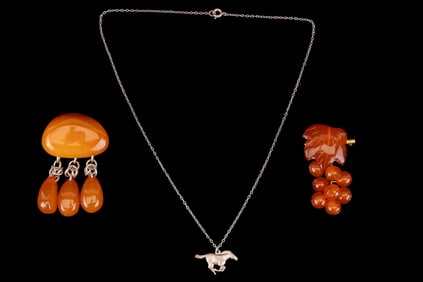 Pair of Amber Brooches