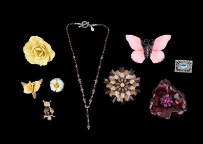 Vintage Enamel Brooches, Designer, 925 Necklace