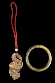 Jade Bangle Bracelet and Pendant