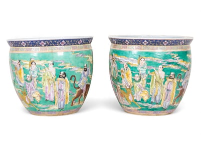 Pair of Chinese Koi Fish Planters