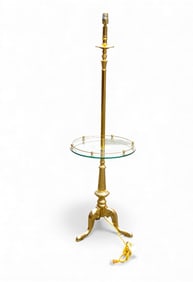 Brass Queen Anne-Style Pole Lamp