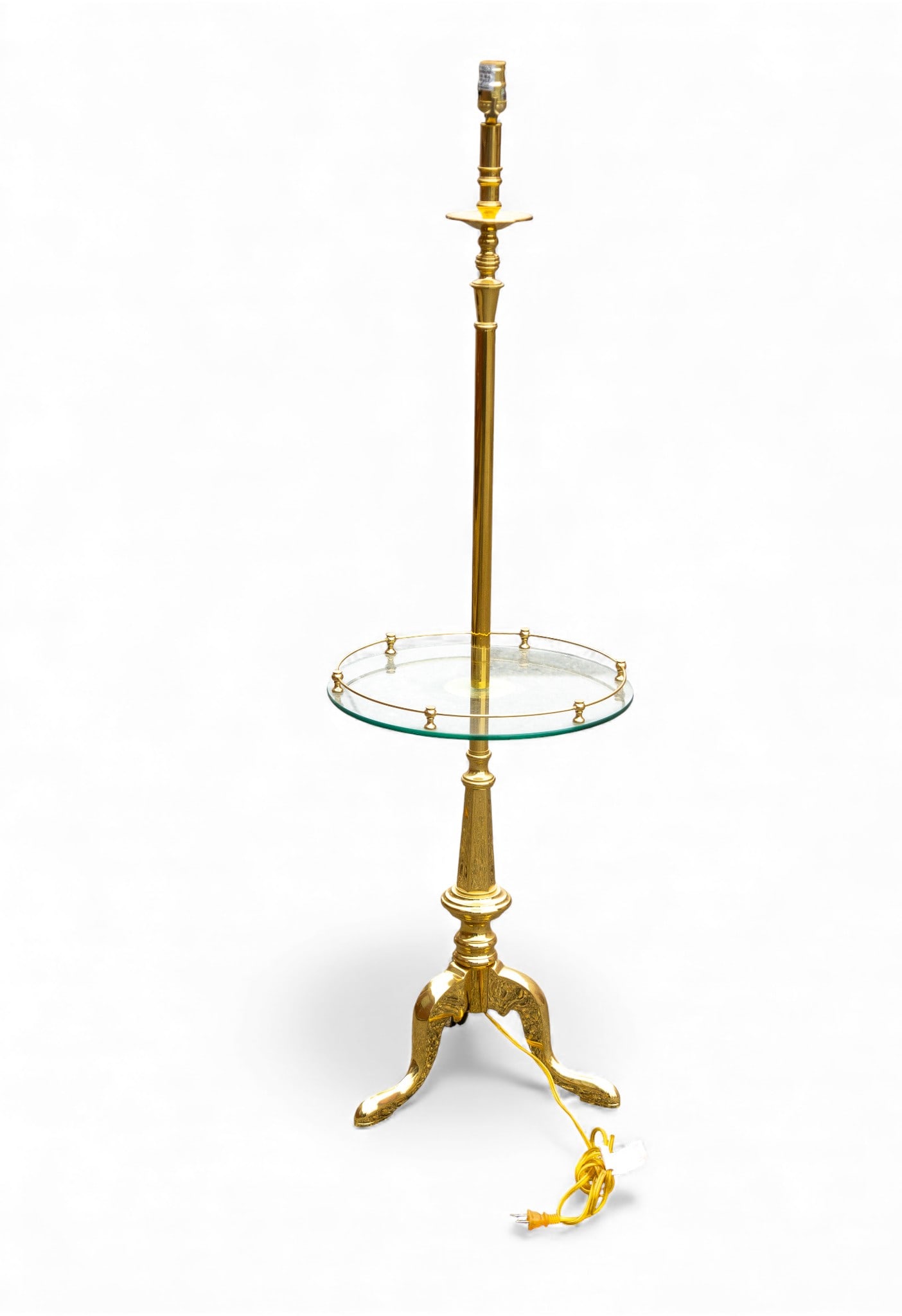 Brass Queen Anne-Style Pole Lamp (1 of 5)