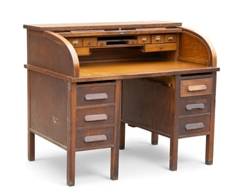 Golden Oak Roll Top Desk