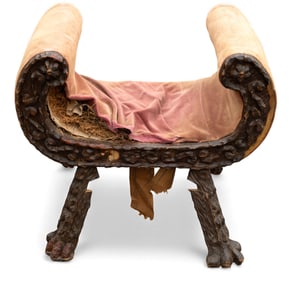 Unusual Black Forest Carved Window Seat
