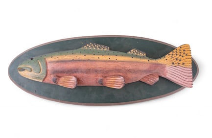 Carved Wood Rainbow Trout Plaque