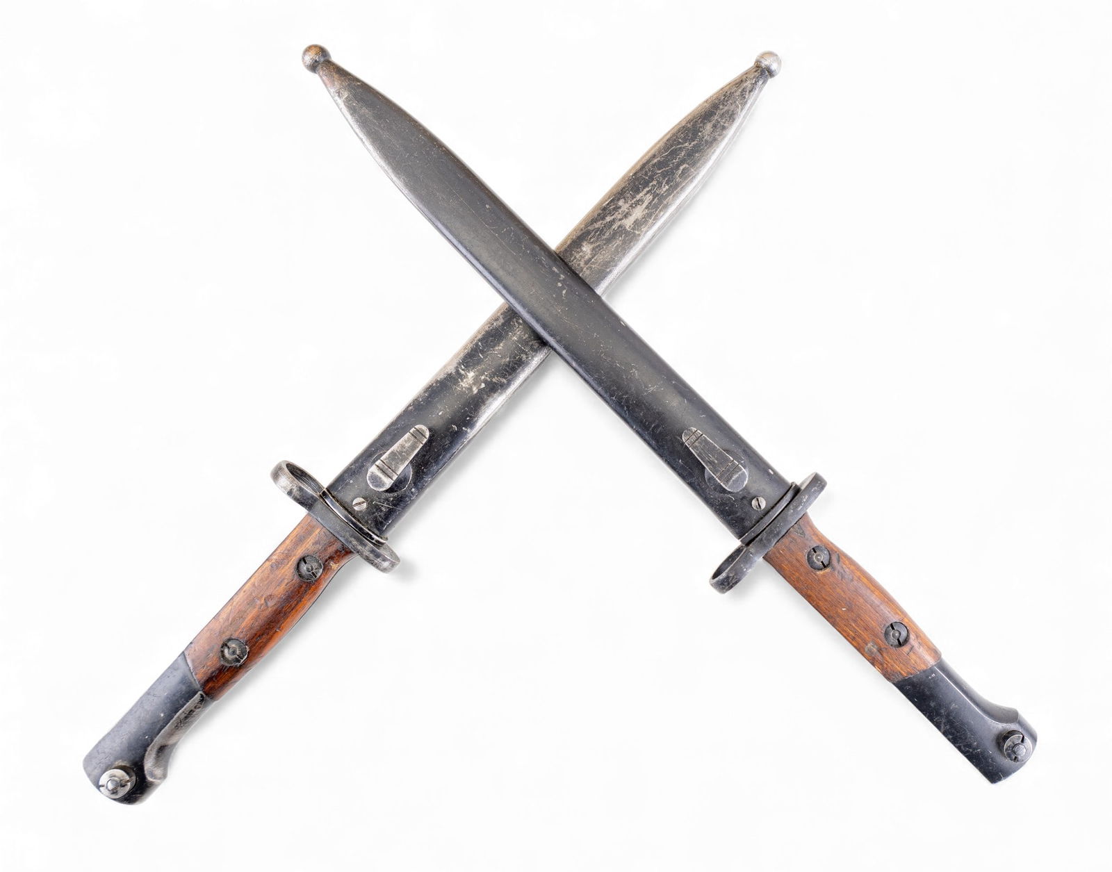 Belgian Model 1949 Bayonet Blades w/ Sheaths (2): A pair of Belgian Model 1949 bayonet blades with sheaths.