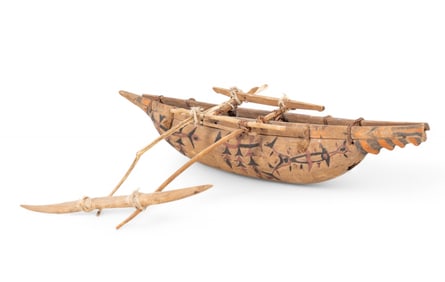 Antique Papua, New Guinea Outrigger Canoe Model