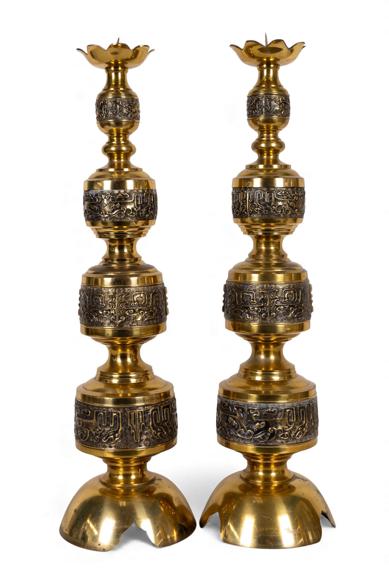 Monumental Asian Brass Candle Holders (1 of 11)