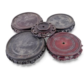 Antique Carved Wood Chinese Vase Bases