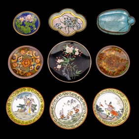 9 Asian Cloisonne Dishes