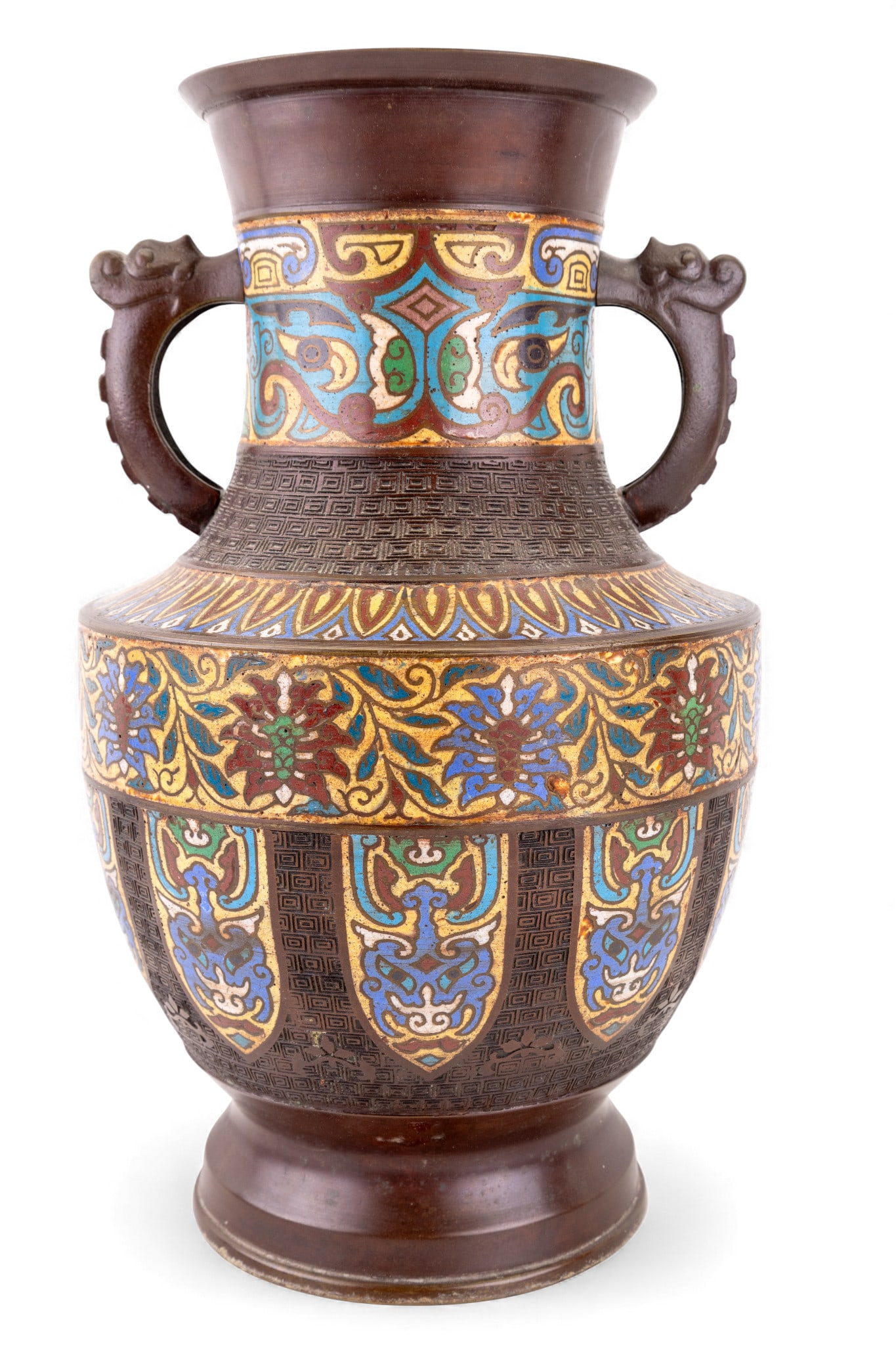 Large Chinese Cloisonne Handled Vase (1 of 15)