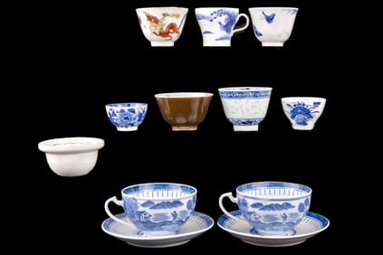 Chinese Canton and Jingdezhen Porcelain Cups