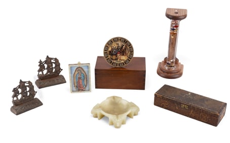 Galileo Thermometer, Iron Bookends, Ashtray, Boxes