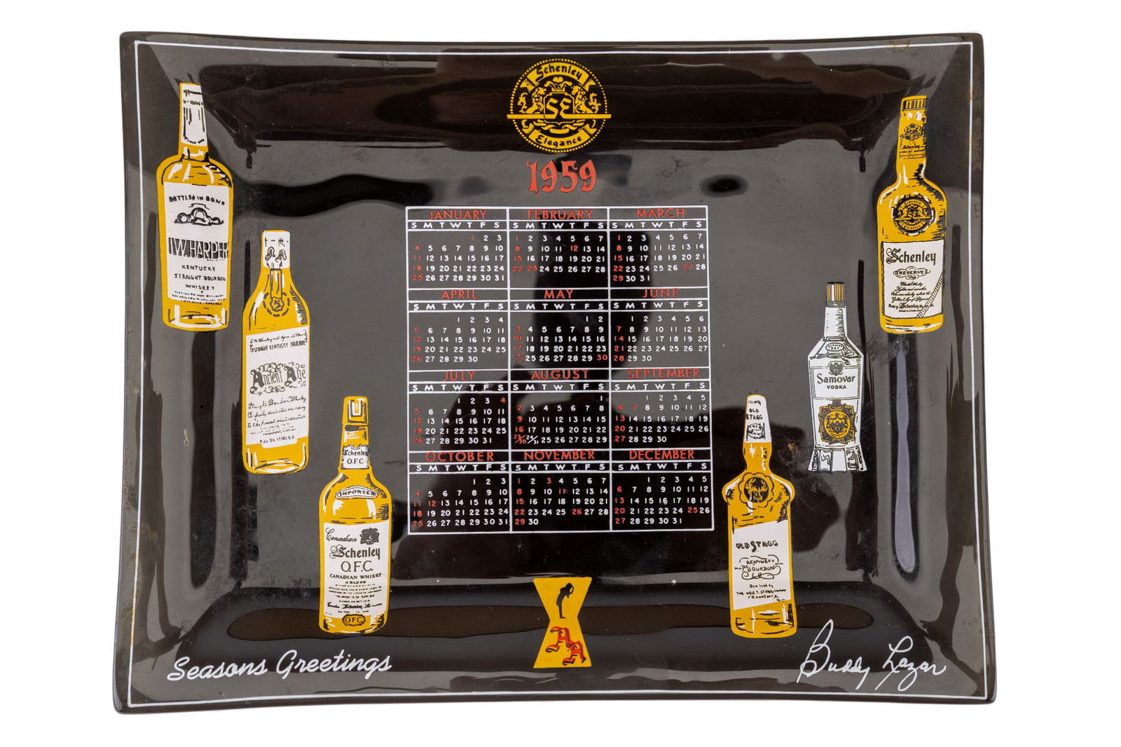 1959 Schenley Whiskey Advertising Calendar Plate (1 of 8)
