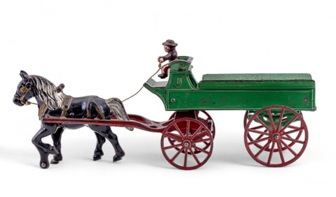 Antique Cast Iron Horse-Drawn Wagon