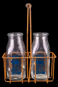 Early Creamer Carrier, 2 Later Creamer Bottles